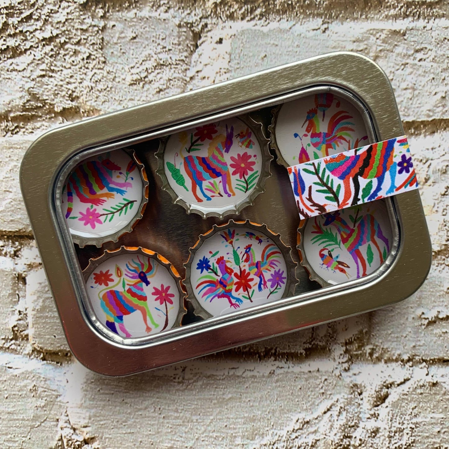 Upcycled Bottlecap Magnets - Otomi